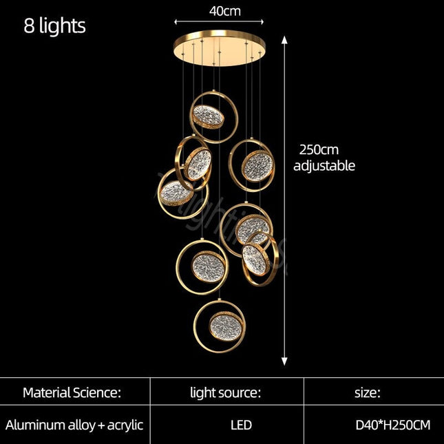 ChandelierDecor - Double Rings Staircase Chandelier: Luxury Lighting Fixture
