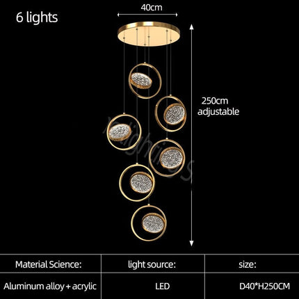 ChandelierDecor - Double Rings Staircase Chandelier: Luxury Lighting Fixture