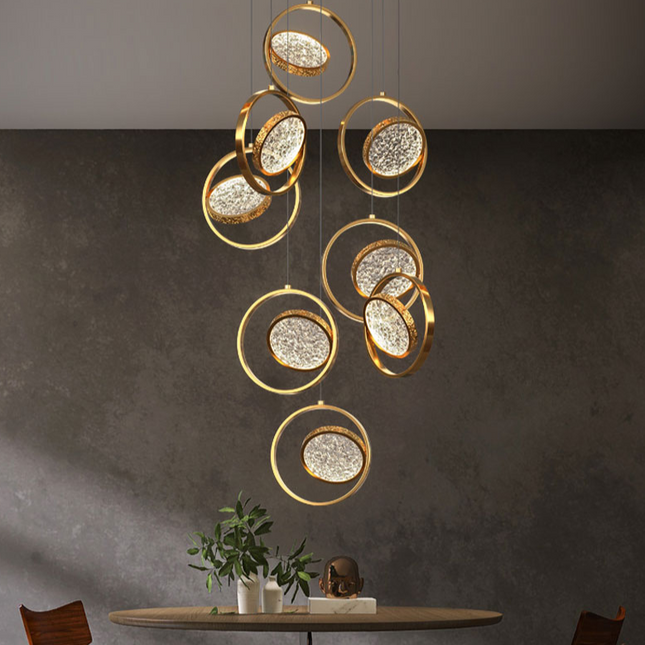 ChandelierDecor - Double Rings Staircase Chandelier: Luxury Lighting Fixture