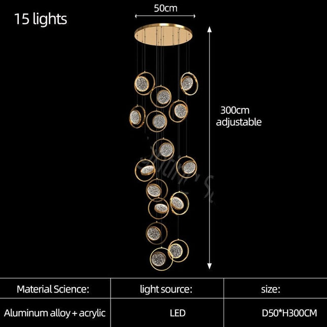ChandelierDecor - Double Rings Staircase Chandelier: Luxury Lighting Fixture