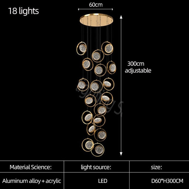 ChandelierDecor - Double Rings Staircase Chandelier: Luxury Lighting Fixture