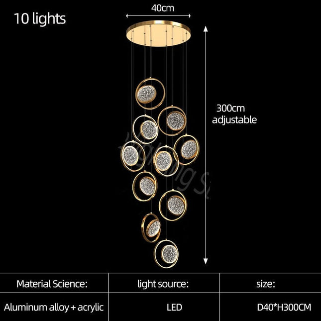 ChandelierDecor - Double Rings Staircase Chandelier: Luxury Lighting Fixture