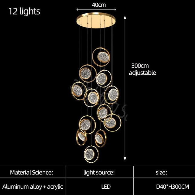 ChandelierDecor - Double Rings Staircase Chandelier: Luxury Lighting Fixture