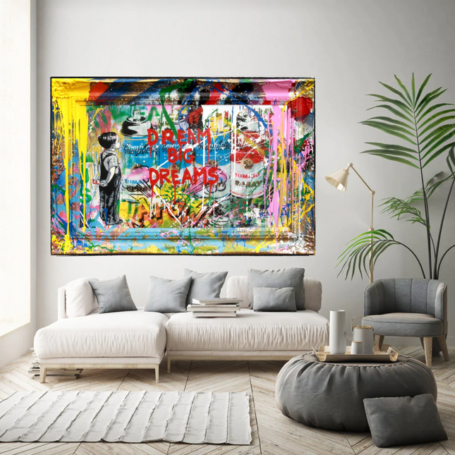 ChandelierDecor - Dream Big Banksy Canvas Wall Art - Inspirational Graffiti Gift