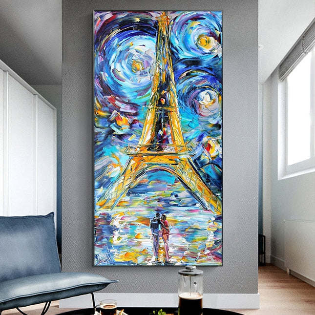 ChandelierDecor - Eiffel Tower Of Paris Night Canvas Wall Art
