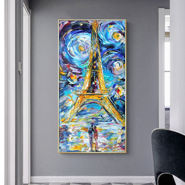 ChandelierDecor - Eiffel Tower Of Paris Night Canvas Wall Art