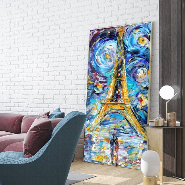 ChandelierDecor - Eiffel Tower Of Paris Night Canvas Wall Art