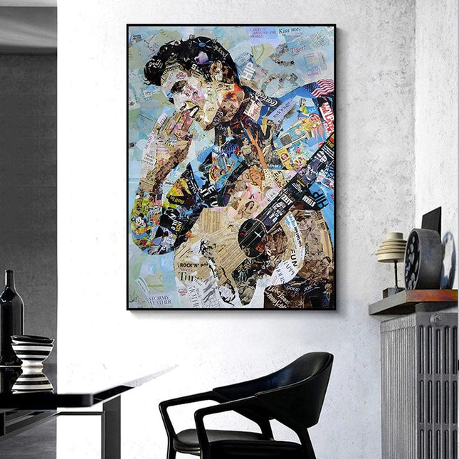 ChandelierDecor - Elvis Presley Singer Portrait Canvas Painting Abstract Magazine Wall Art