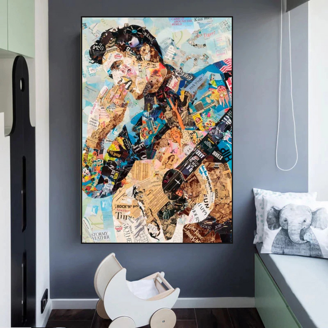 ChandelierDecor - Elvis Presley Singer Portrait Canvas Painting Abstract Magazine Wall Art