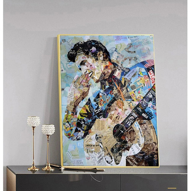 ChandelierDecor - Elvis Presley Singer Portrait Canvas Painting Abstract Magazine Wall Art