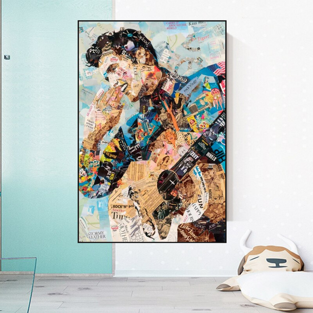 ChandelierDecor - Elvis Presley Singer Portrait Canvas Painting Abstract Magazine Wall Art