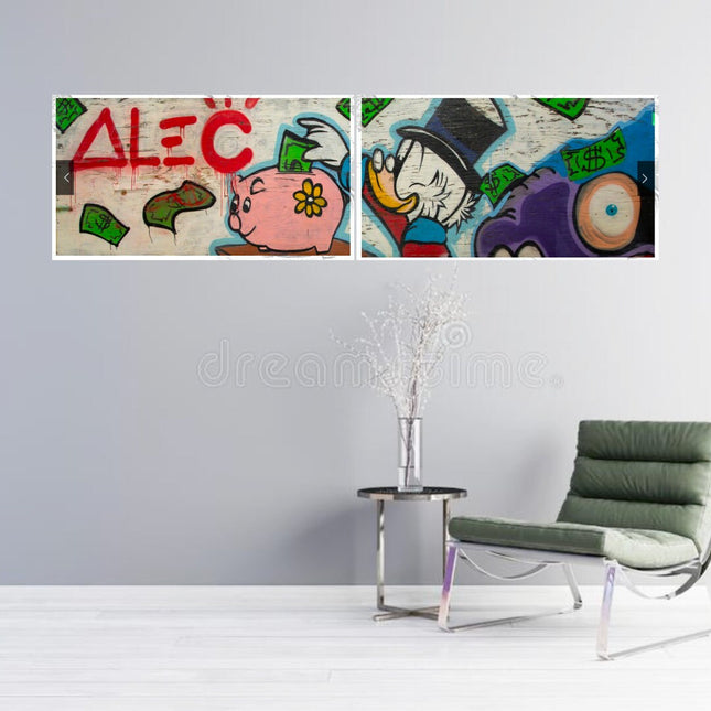 ChandelierDecor - Exclusive Scrooge McDuck Peggy Bags Money Maker by Alec Canvas Wall Art