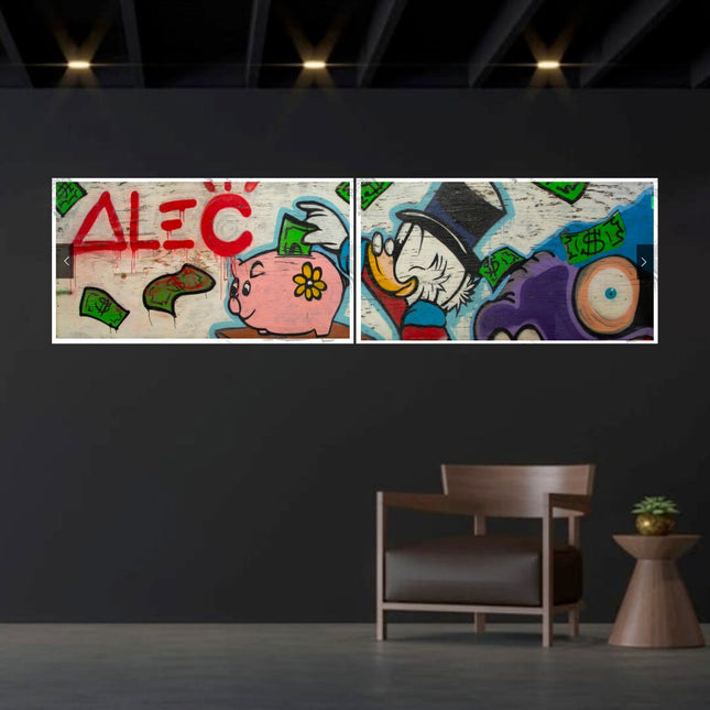 ChandelierDecor - Exclusive Scrooge McDuck Peggy Bags Money Maker by Alec Canvas Wall Art