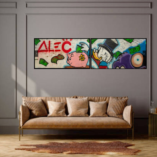 ChandelierDecor - Exclusive Scrooge McDuck Peggy Bags Money Maker by Alec Canvas Wall Art