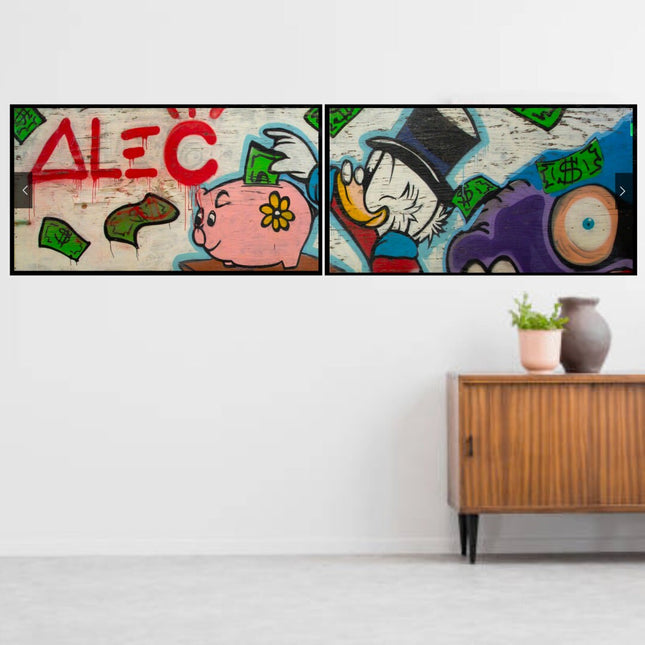 ChandelierDecor - Exclusive Scrooge McDuck Peggy Bags Money Maker by Alec Canvas Wall Art