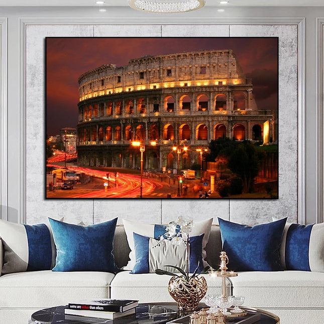 ChandelierDecor - Famous Building Poster Rome Colosseum Canvas Wall Art