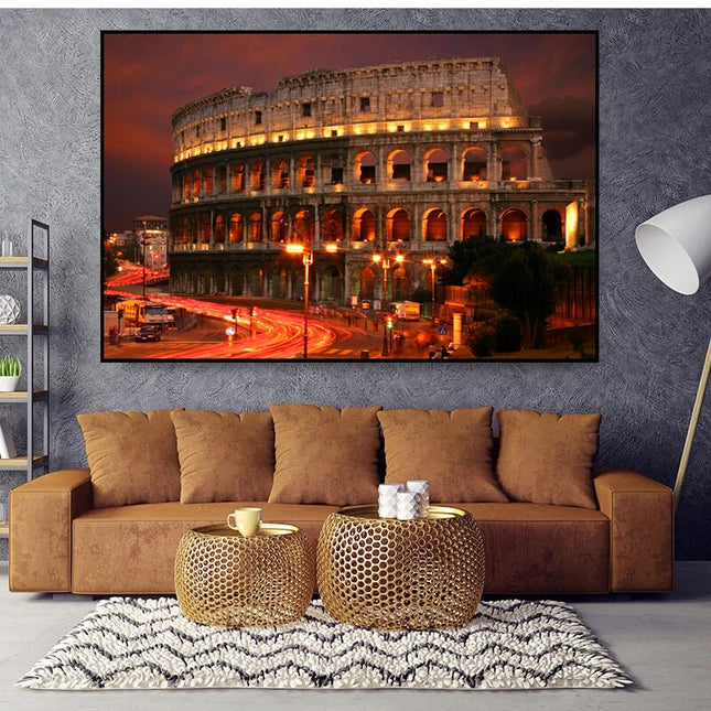ChandelierDecor - Famous Building Poster Rome Colosseum Canvas Wall Art