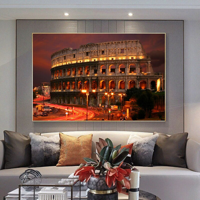 ChandelierDecor - Famous Building Poster Rome Colosseum Canvas Wall Art