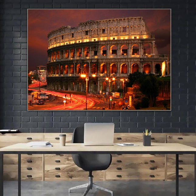 ChandelierDecor - Famous Building Poster Rome Colosseum Canvas Wall Art