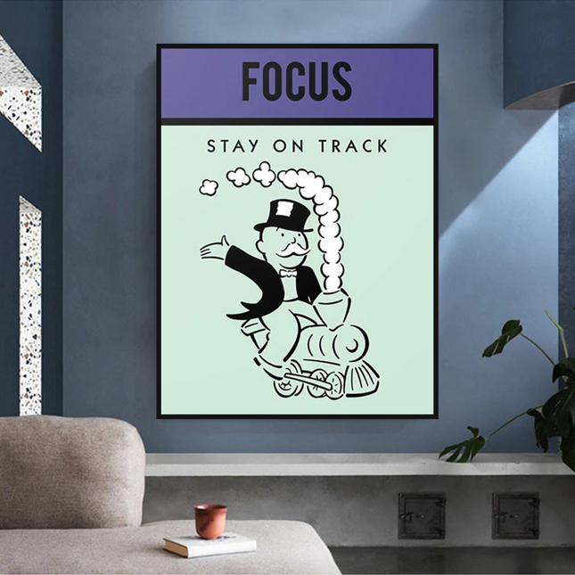 ChandelierDecor - Focus Stay on Track: Monopoly Canvas Wall Art