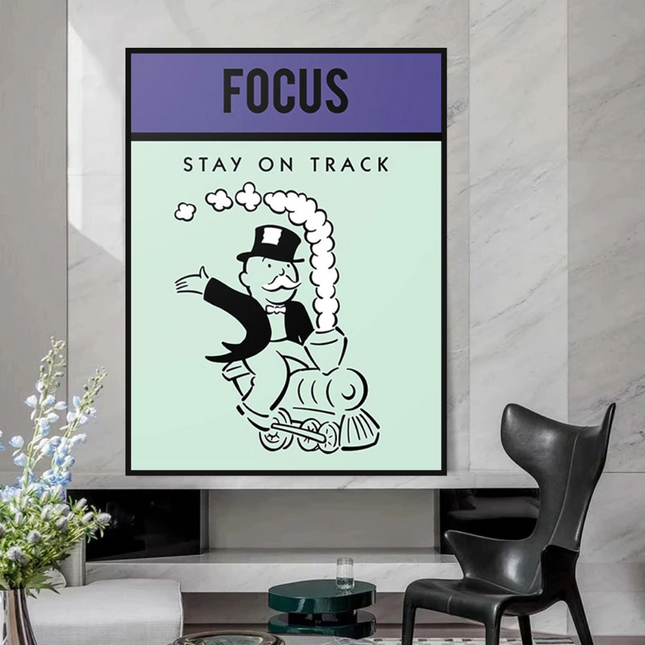 ChandelierDecor - Focus Stay on Track: Monopoly Canvas Wall Art