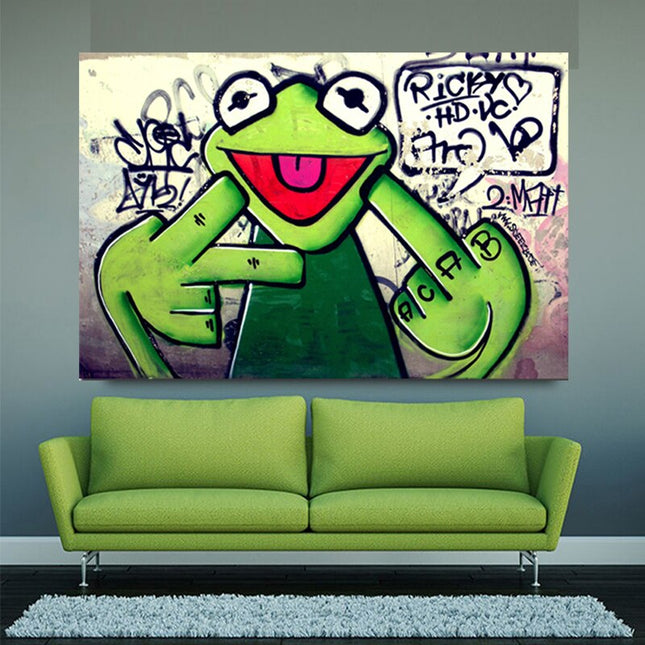 ChandelierDecor - Frog Kermit Finger Canvas Wall Art
