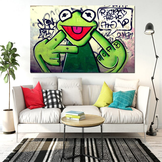 ChandelierDecor - Frog Kermit Finger Canvas Wall Art