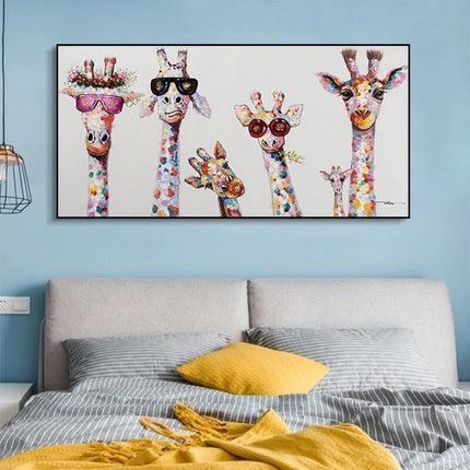 ChandelierDecor - Funny Art Giraffe Family Canvas Wall Art