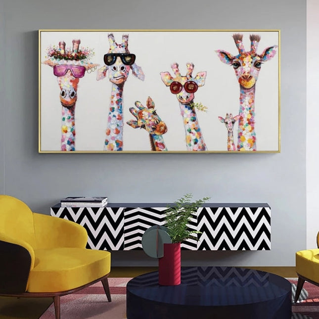 ChandelierDecor - Funny Art Giraffe Family Canvas Wall Art