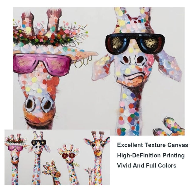 ChandelierDecor - Funny Art Giraffe Family Canvas Wall Art