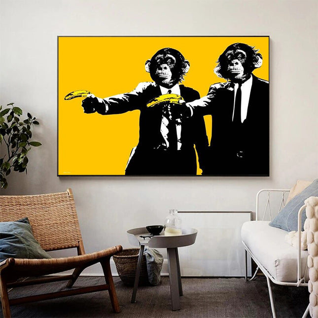 ChandelierDecor - Funny Art Monkey Holding Banana Canvas Wall Art