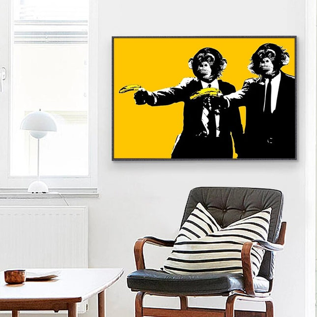 ChandelierDecor - Funny Art Monkey Holding Banana Canvas Wall Art