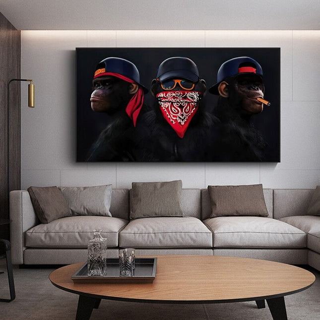 ChandelierDecor - Funny Masked Monkey Smoking Canvas Wall Art
