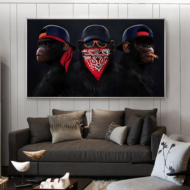 ChandelierDecor - Funny Masked Monkey Smoking Canvas Wall Art