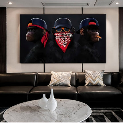 ChandelierDecor - Funny Masked Monkey Smoking Canvas Wall Art