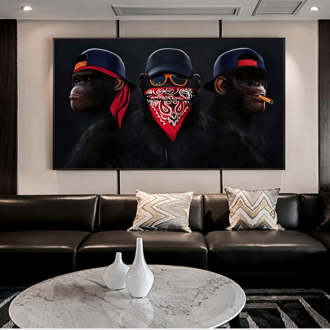 ChandelierDecor - Funny Masked Monkey Smoking Canvas Wall Art