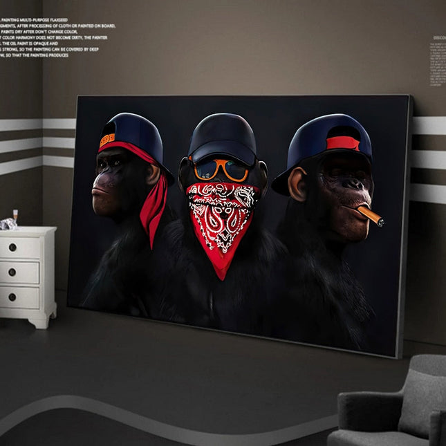 ChandelierDecor - Funny Masked Monkey Smoking Canvas Wall Art
