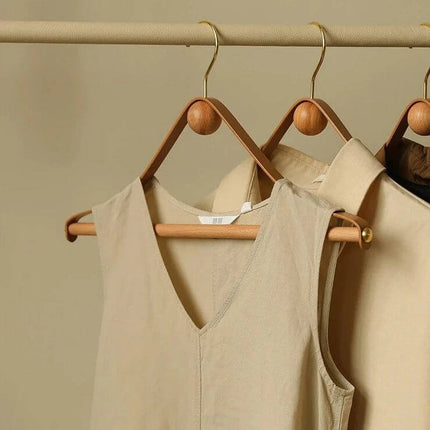 ChandelierDecor - Genuine Leather Solid Oak Wood Hangers for Clothes