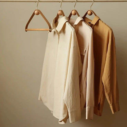 ChandelierDecor - Genuine Leather Solid Oak Wood Hangers for Clothes