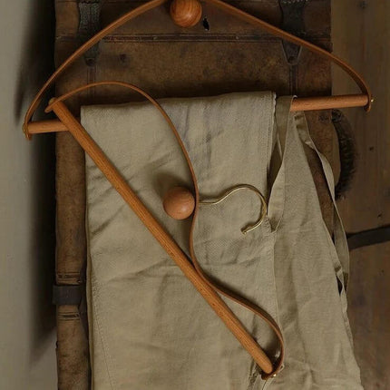 ChandelierDecor - Genuine Leather Solid Oak Wood Hangers for Clothes