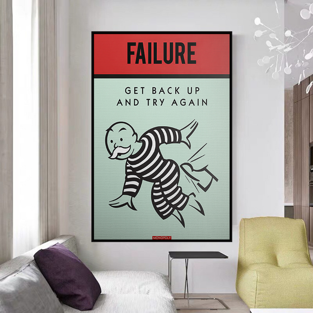 ChandelierDecor - Get Back Up and Try - Monopoly Canvas Wall Art