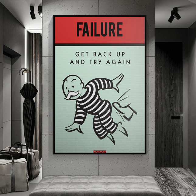 ChandelierDecor - Get Back Up and Try - Monopoly Canvas Wall Art