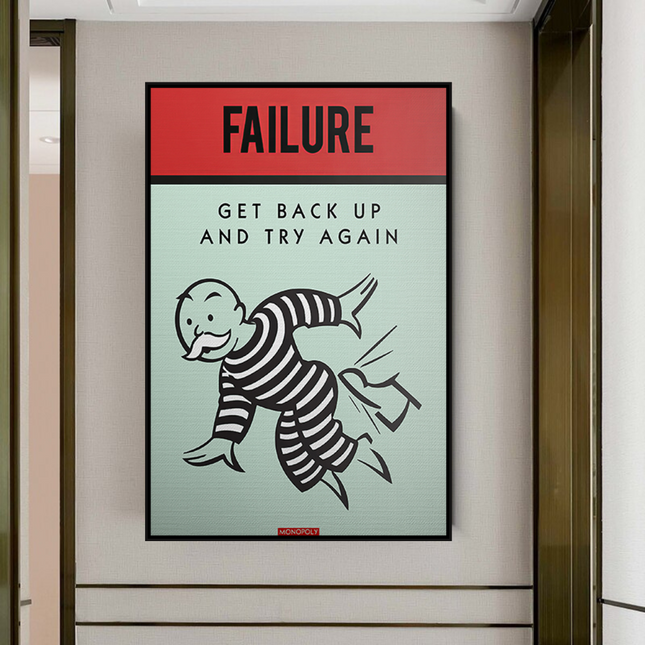 ChandelierDecor - Get Back Up and Try - Monopoly Canvas Wall Art