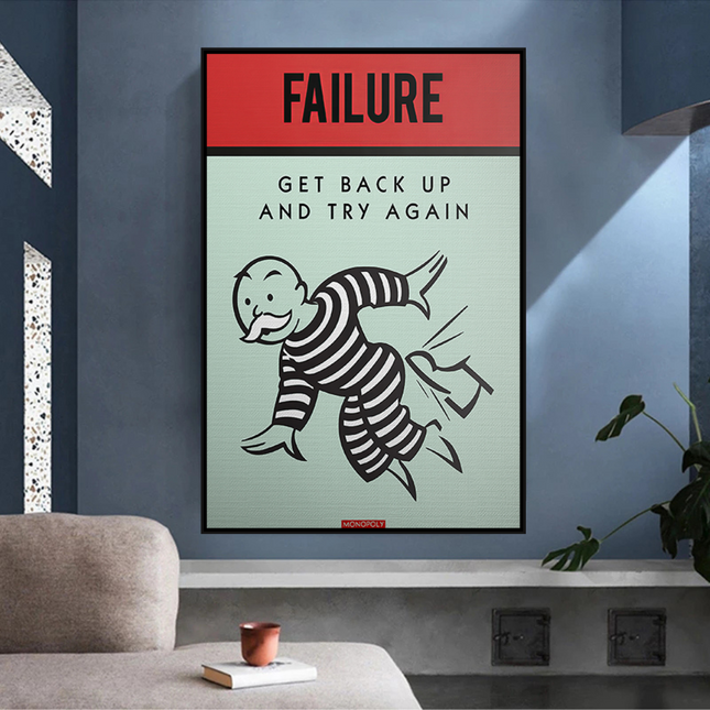 ChandelierDecor - Get Back Up and Try - Monopoly Canvas Wall Art