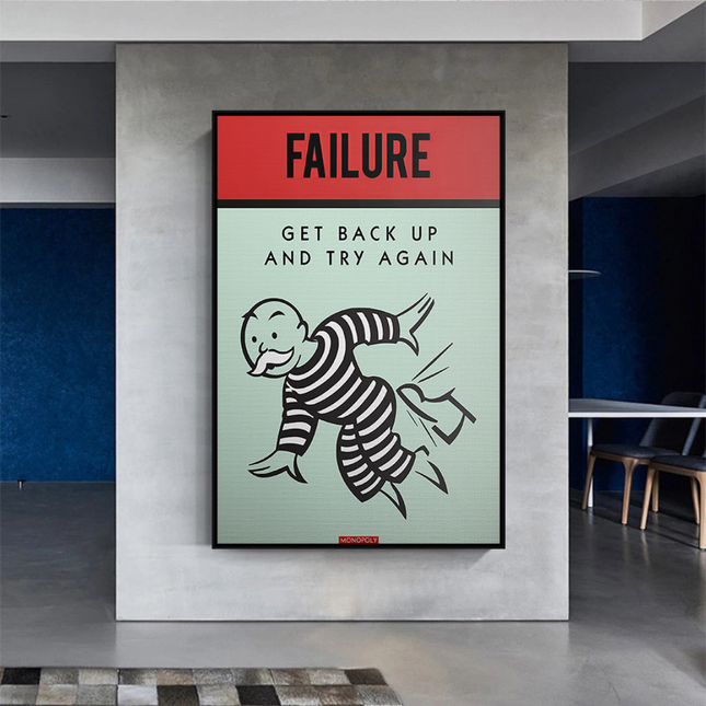 ChandelierDecor - Get Back Up and Try - Monopoly Canvas Wall Art