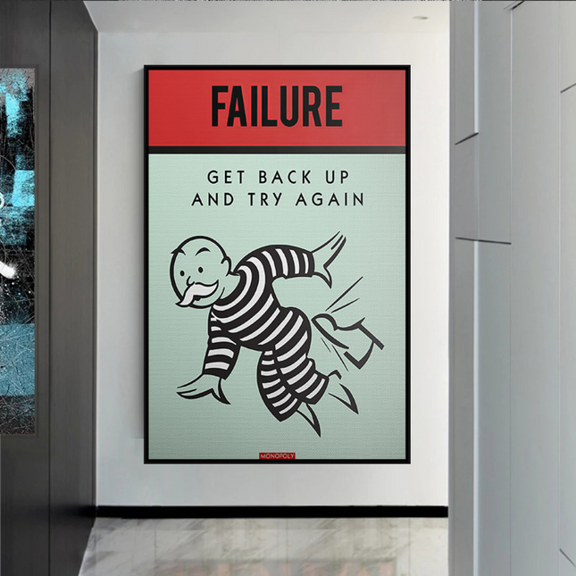 ChandelierDecor - Get Back Up and Try - Monopoly Canvas Wall Art