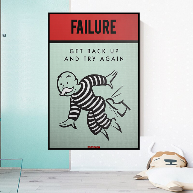 ChandelierDecor - Get Back Up and Try - Monopoly Canvas Wall Art