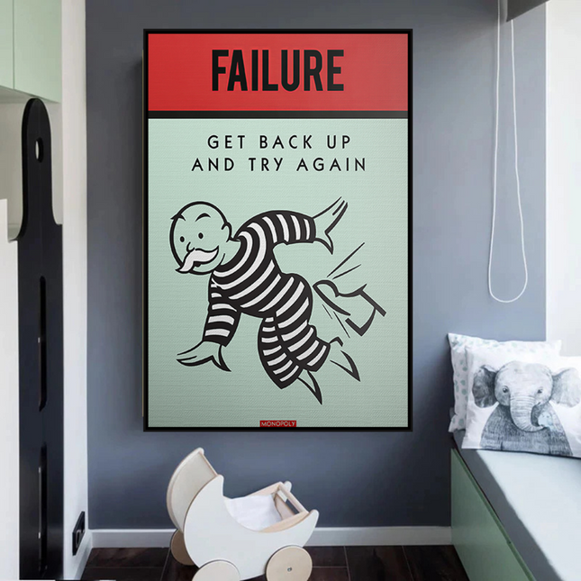 ChandelierDecor - Get Back Up and Try - Monopoly Canvas Wall Art