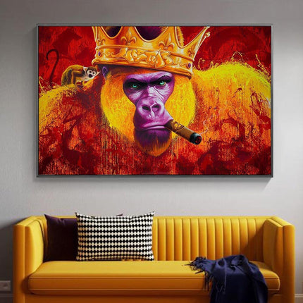 ChandelierDecor - Gorilla King Crowned Canvas Wall Art