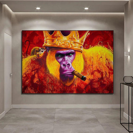 ChandelierDecor - Gorilla King Crowned Canvas Wall Art